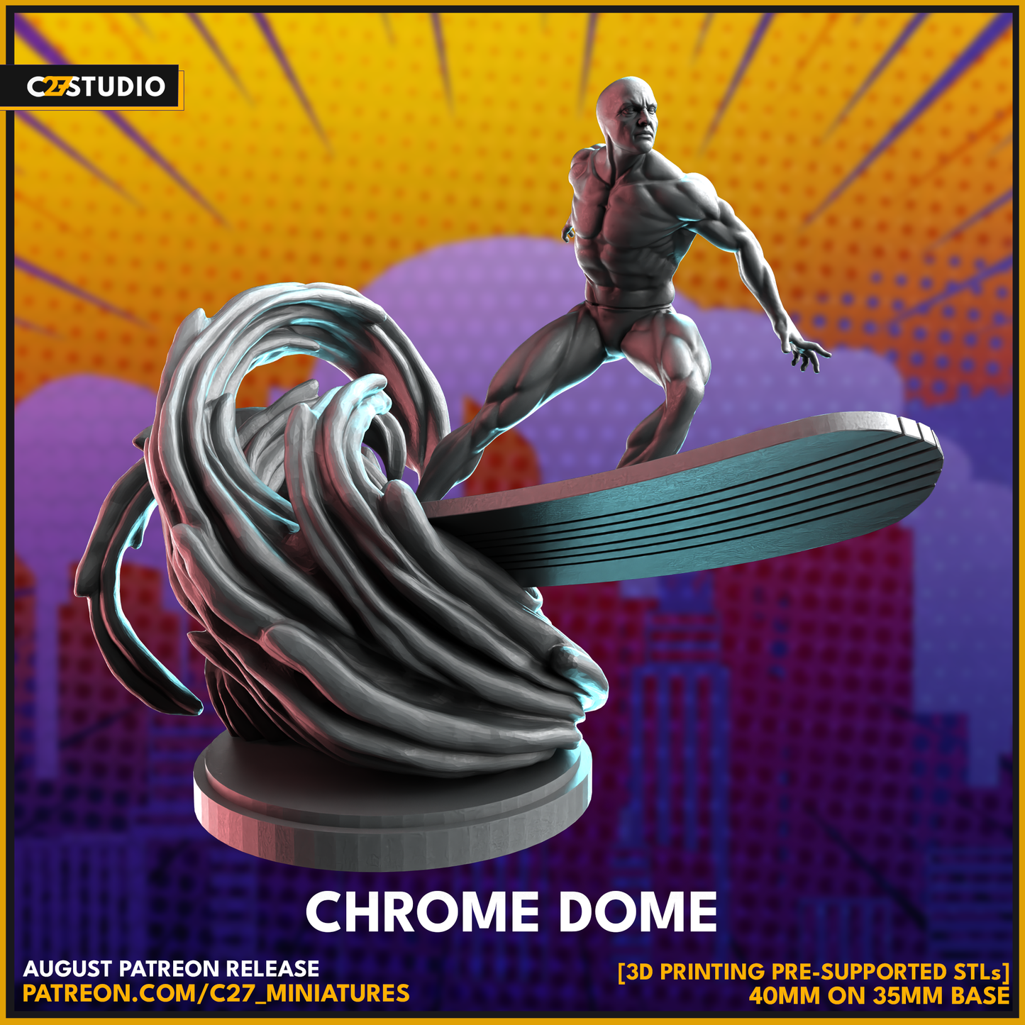 C27 Minis & Terrain August 2023 Release: Chrome Dome, Golden Boy, Grimace, Heladriel, Lover of the Russian Queen, Parasite Stacy, Rat Daddy, Silky Smooth, Womanta, Young Trickshot