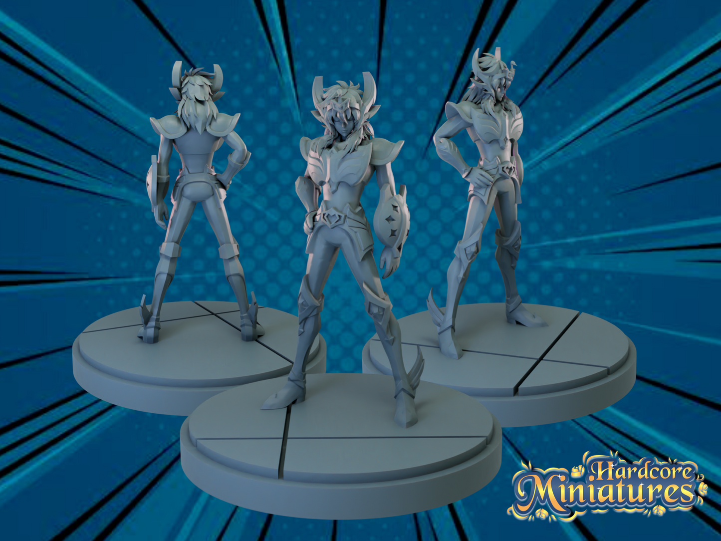 Hardcore Miniatures March 2023 Release: Aries Mū, Bonyu, Yuga Aoyama, Cygnus Hyoga, Dragon Shiryū, Gamma 1, Gamma 2, Gemini Saga, Camie Utsushimi, Mei Hatsume, North Kai, Real Steal, Red Riot, Sagittarius Aiolos, Saiyaman