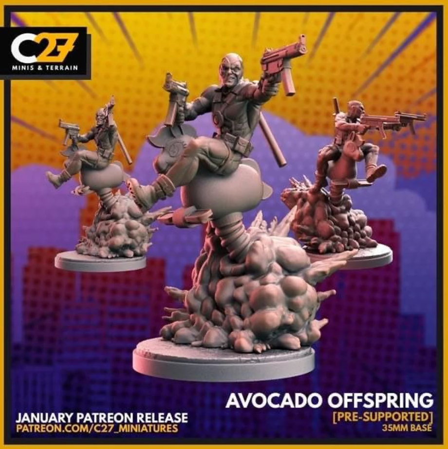 C27 Minis & Terrain January 2022 Release: Chameleon, Deadpool, Fantomex, Havok, Magik, Morbius, Mysterio, Prowler, Sasquatch, Scorpion, Toad