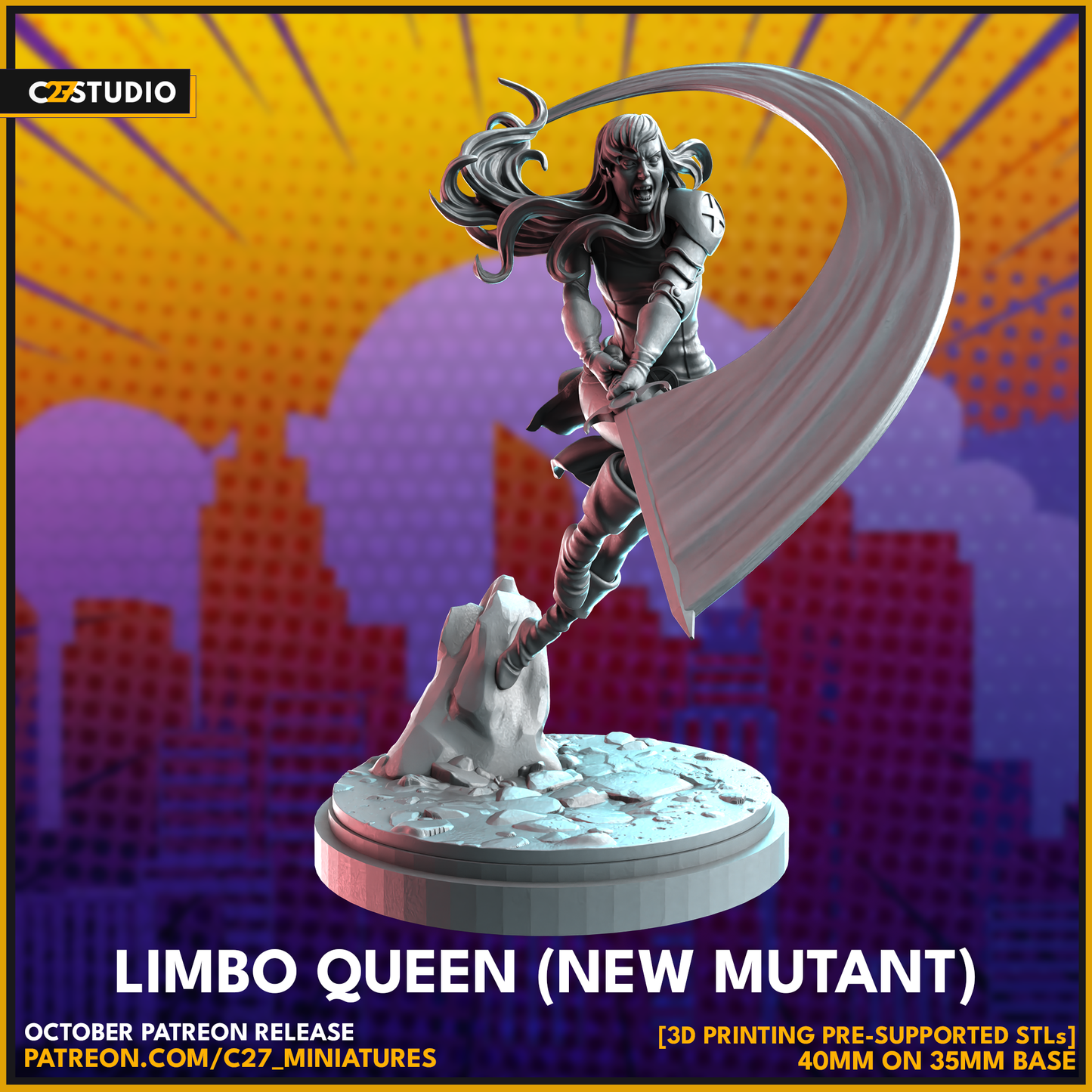 C27 Minis & Terrain October 2023 Release: Alien Bug, B.L. Zebub, Big Red (Hellboy), Chomp Chomp, Limbo Queen (New Mutants), Monochrome Spider, Pizza Lover, Pumpkinhead, Shedevil, Team Jacob, The Observer, Woman Without Fear