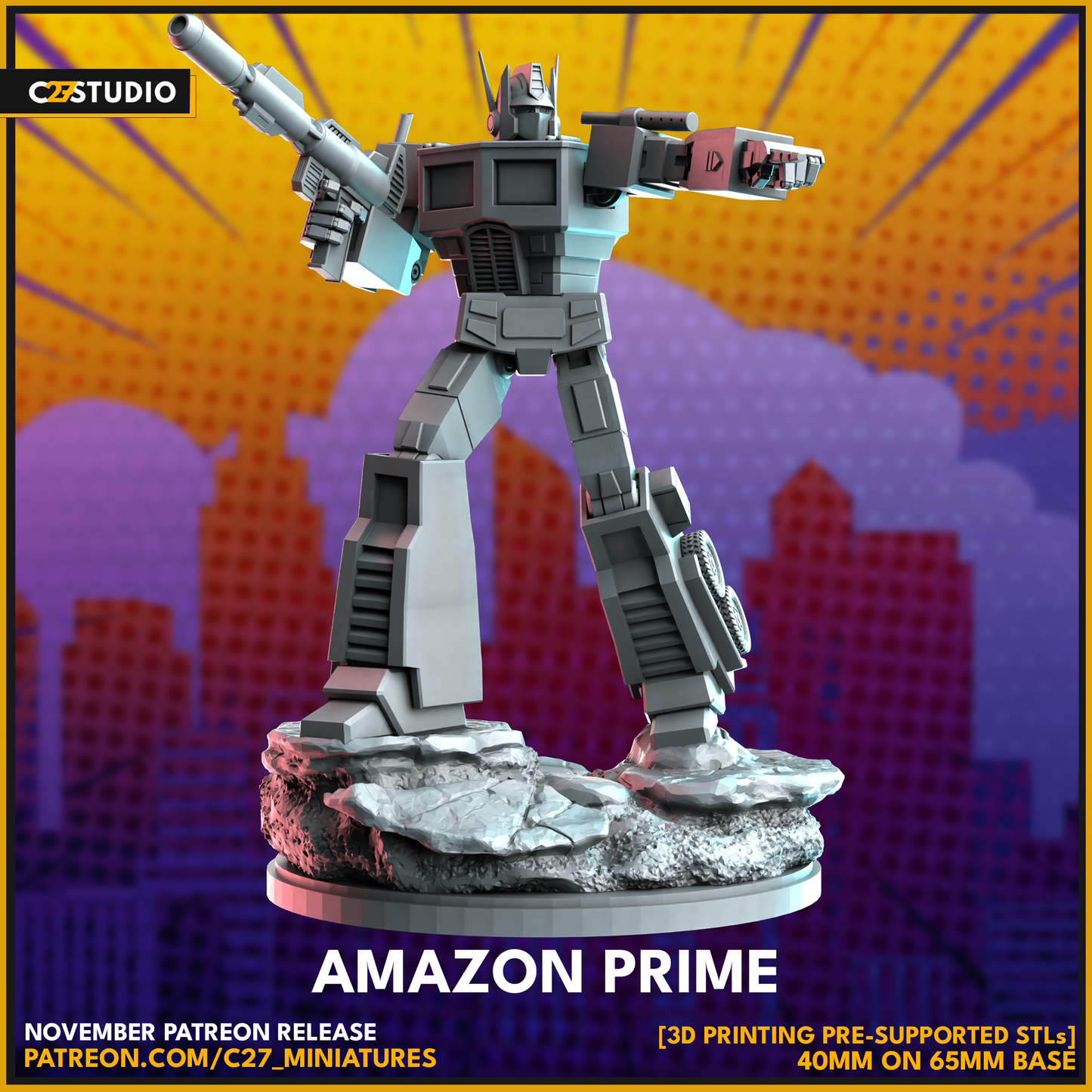 C27 Minis & Terrain November 2023 Release: Acorn Avenger, Amazon Prime, Bad Hair Day, Bad Kitty, Black Widow, Deathlok, Donatello, Dusk Deceiver, Grumpy Turtle, Heimdall, Hood, Starbolt