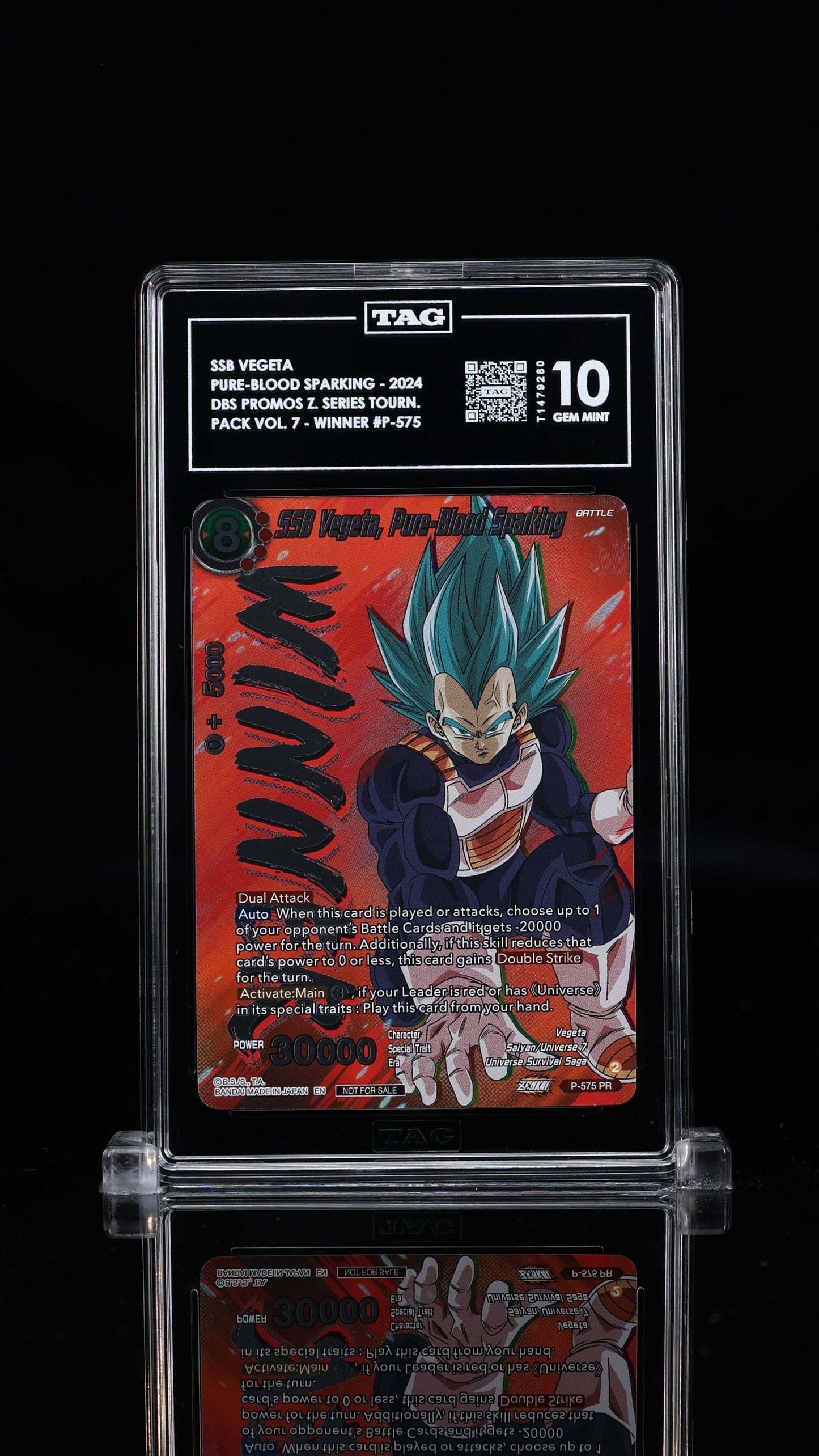 SSB Vegeta, Pure-Blood Sparking Zenkai Series Tournament Pack Vol. 5 - Winner 10 GEM MINT