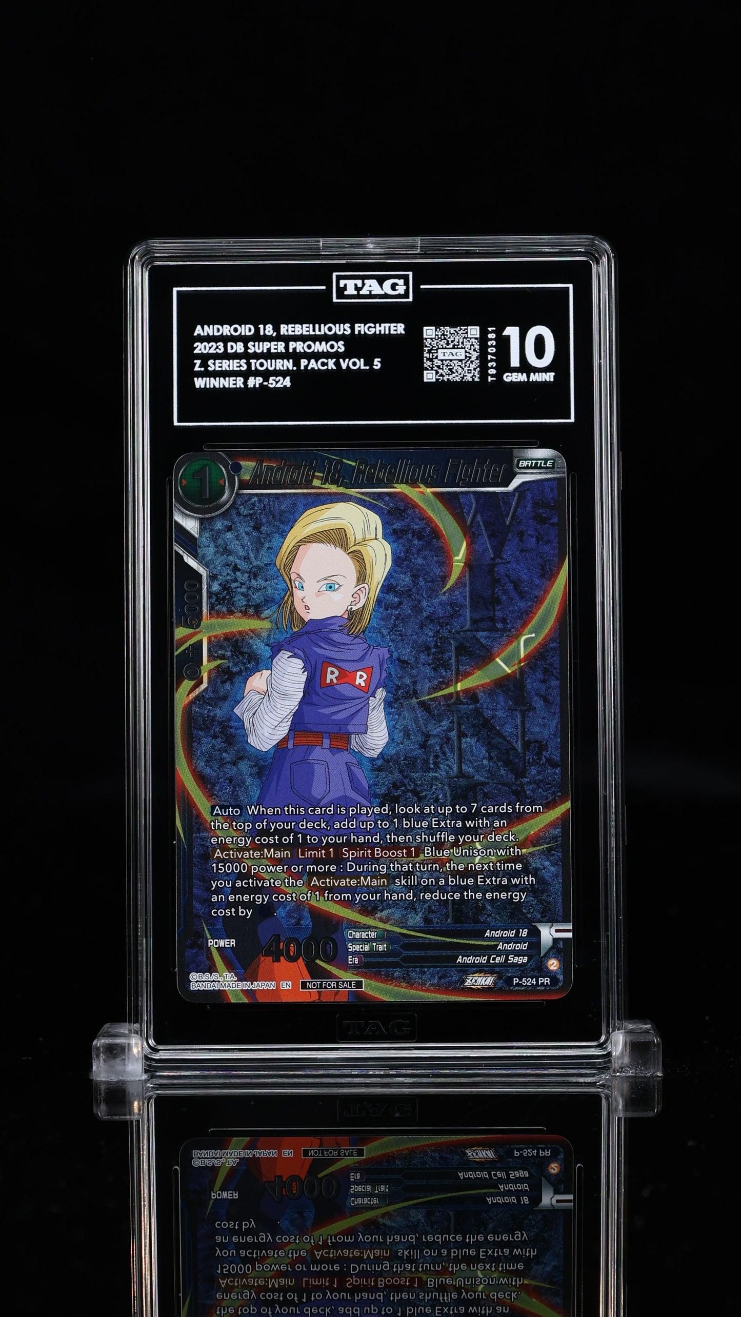 Android 18, Rebellious Fighter Zenkai Series Tournament Pack Vol. 5 - Winner 10 GEM MINT