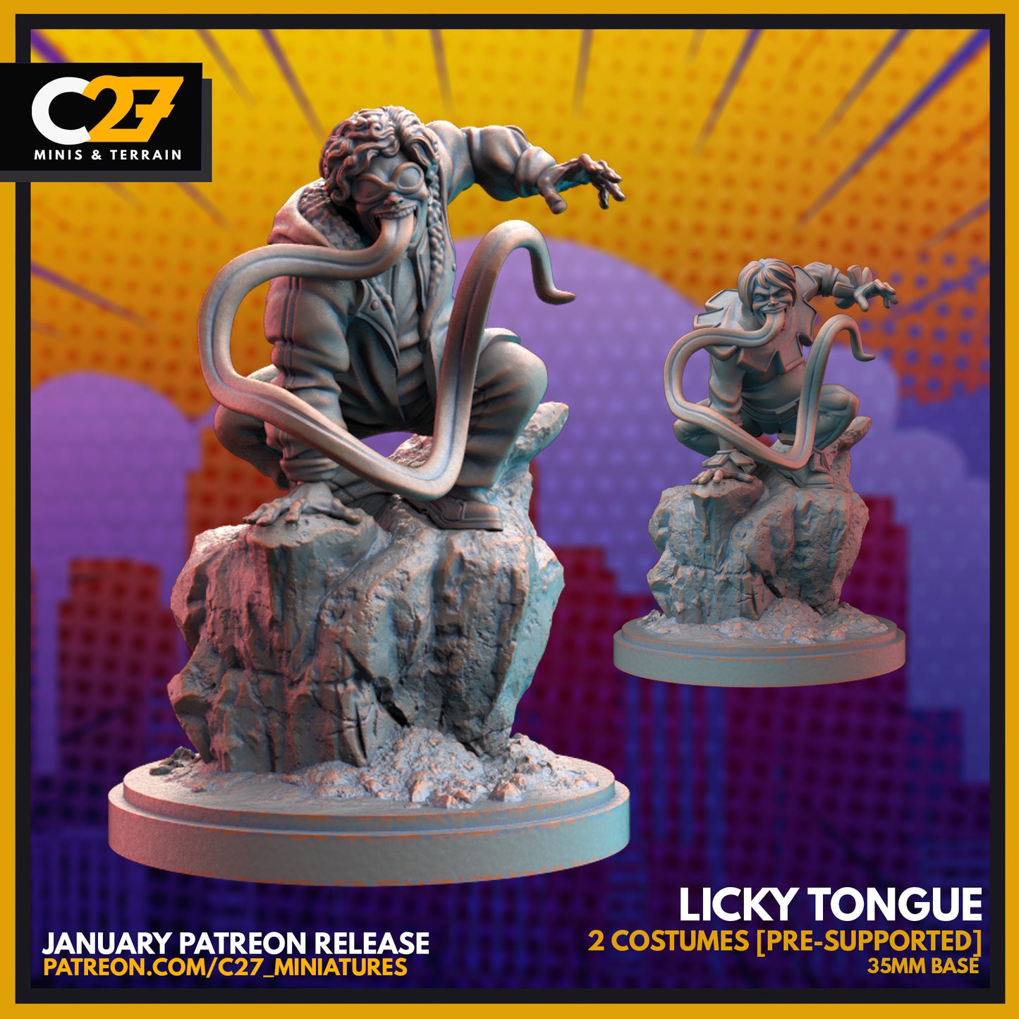 C27 Minis & Terrain January 2022 Release: Chameleon, Deadpool, Fantomex, Havok, Magik, Morbius, Mysterio, Prowler, Sasquatch, Scorpion, Toad