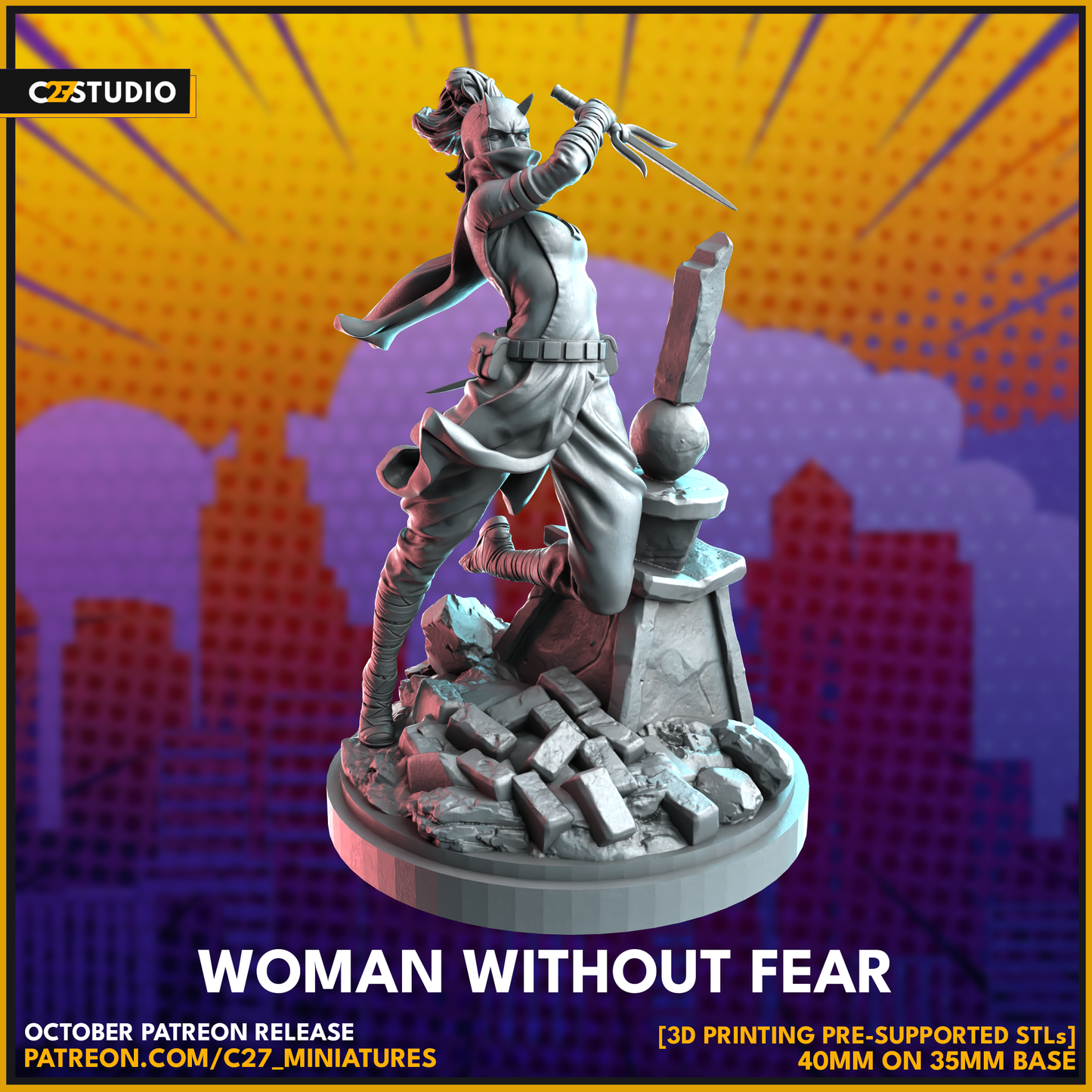 C27 Minis & Terrain October 2023 Release: Alien Bug, B.L. Zebub, Big Red (Hellboy), Chomp Chomp, Limbo Queen (New Mutants), Monochrome Spider, Pizza Lover, Pumpkinhead, Shedevil, Team Jacob, The Observer, Woman Without Fear