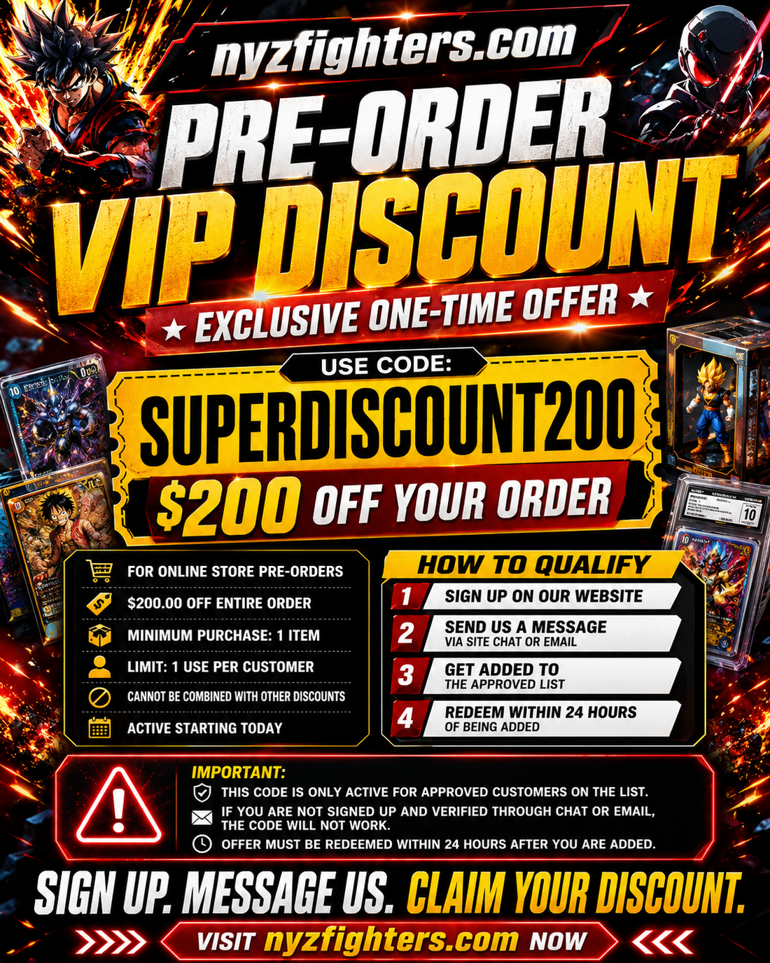 Exclusive Pre-Order VIP Discount: Get $200 Off at NYZ Fighters