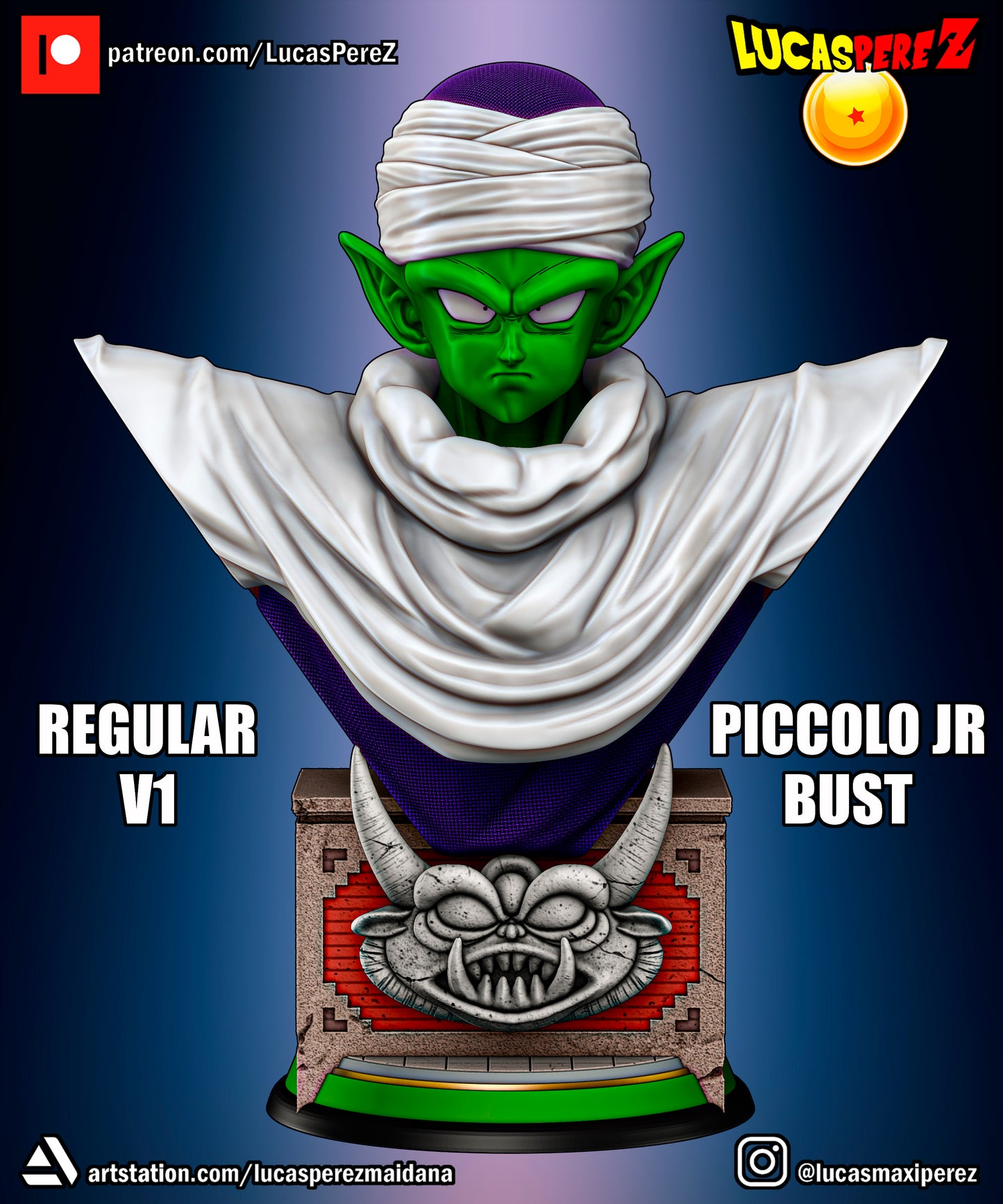 Piccolo World Tournament Bust 1:6 or 1:10 Scale | Dragon Ball Z Scale Model | Lucas Perez