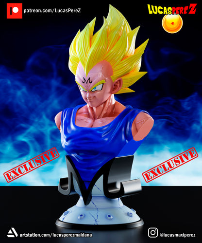 Majin Vegeta BUST 1:6 or 1:10 Scale | Dragon Ball Z Scale Model | Lucas Perez