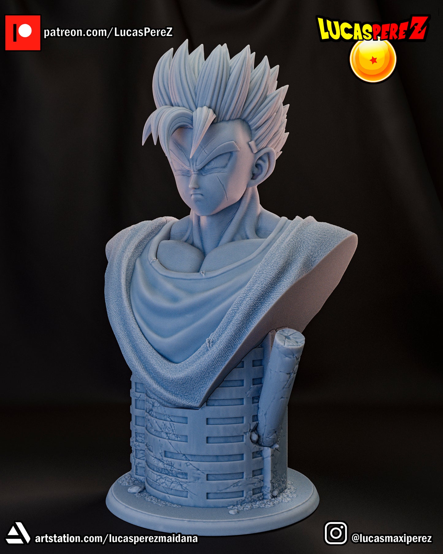 Future Gohan Bust 1:6 or 1:10 Scale | Dragon Ball Z Scale Model | Lucas Perez