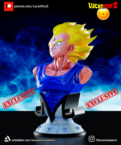 Majin Vegeta BUST 1:6 or 1:10 Scale | Dragon Ball Z Scale Model | Lucas Perez