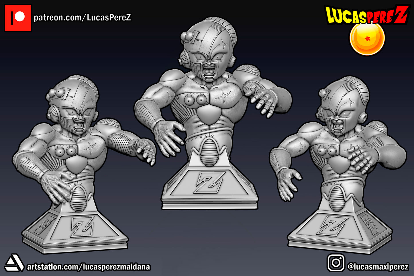 Mecha Frieza Bust 1:6 or 1:10 Scale | Dragon Ball Z Scale Model | Lucas Perez