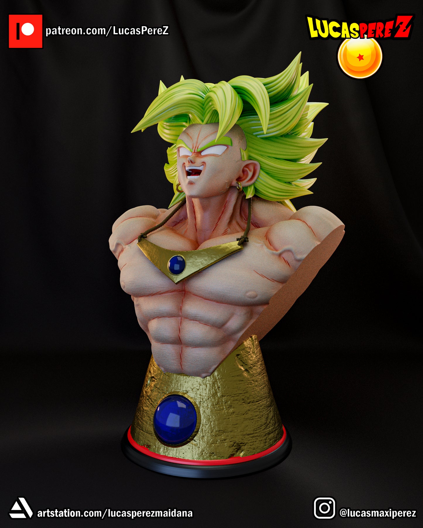 Broly Bust 1:6 or 1:10 Scale | Dragon Ball Z Scale Model | Lucas Perez