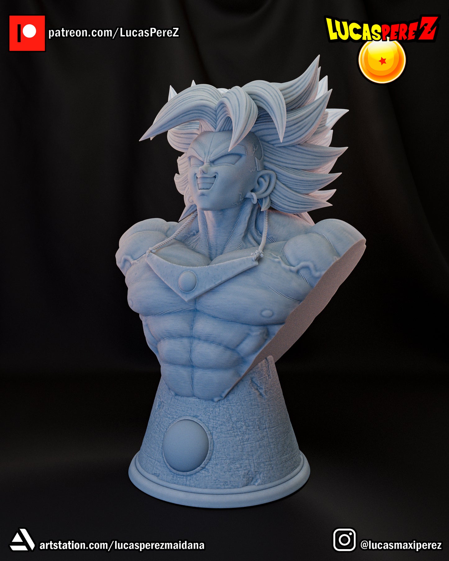 Broly Bust 1:6 or 1:10 Scale | Dragon Ball Z Scale Model | Lucas Perez