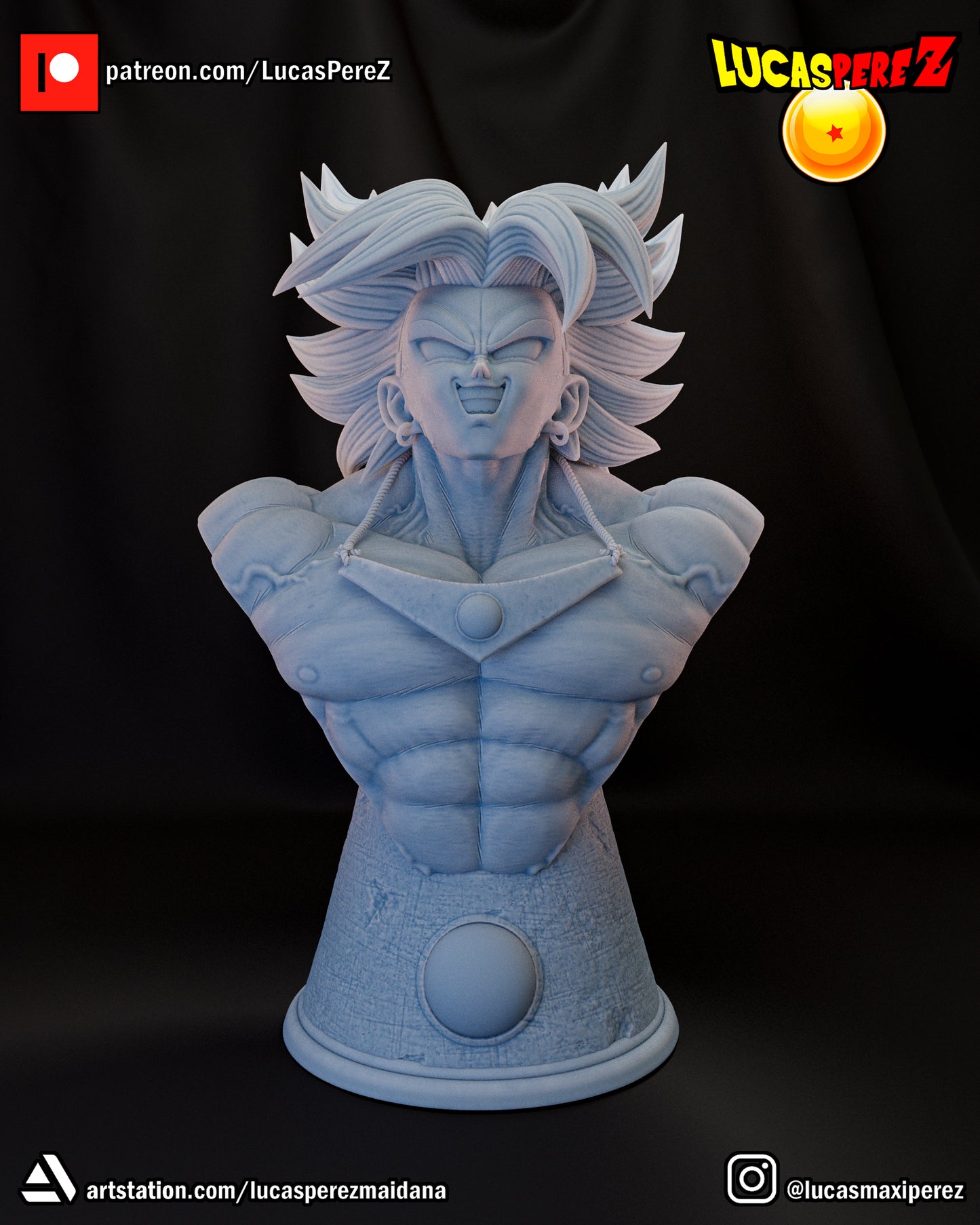 Broly Bust 1:6 or 1:10 Scale | Dragon Ball Z Scale Model | Lucas Perez