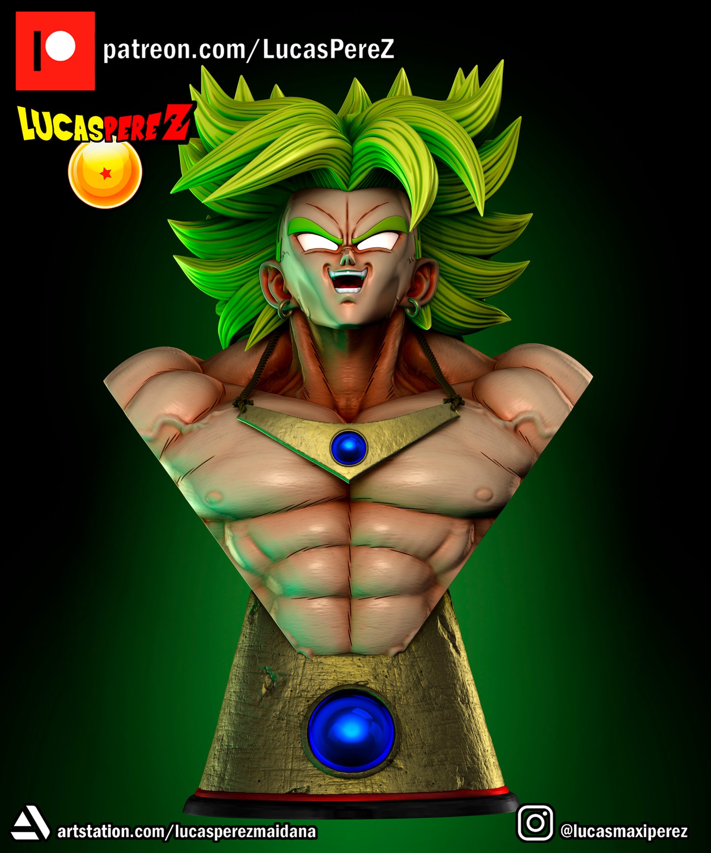 Broly Bust 1:6 or 1:10 Scale | Dragon Ball Z Scale Model | Lucas Perez