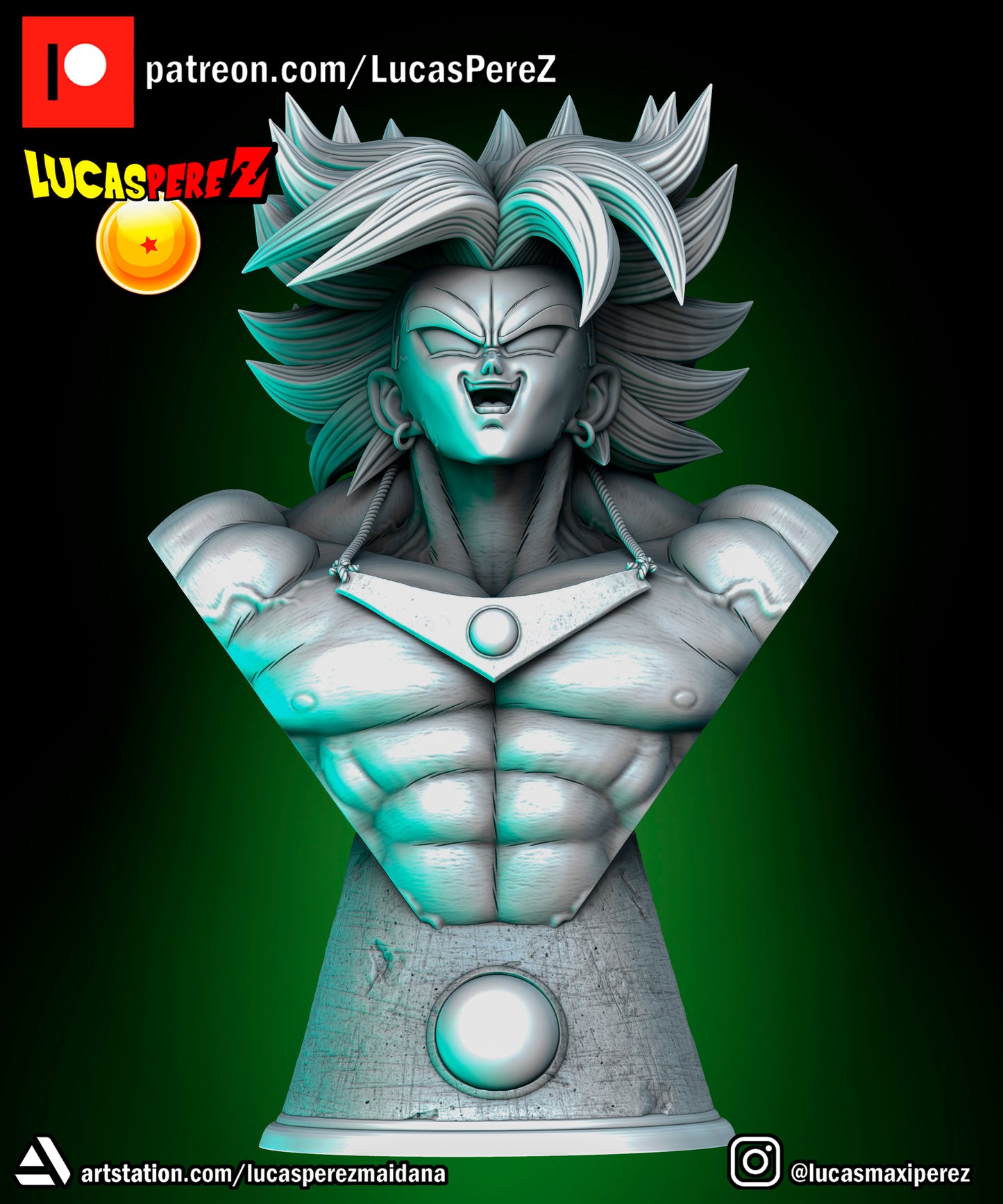 Broly Bust 1:6 or 1:10 Scale | Dragon Ball Z Scale Model | Lucas Perez