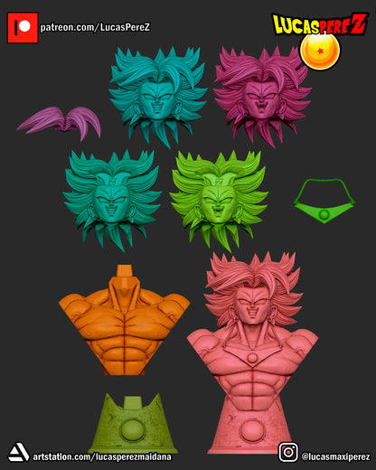 Broly Bust 1:6 or 1:10 Scale | Dragon Ball Z Scale Model | Lucas Perez