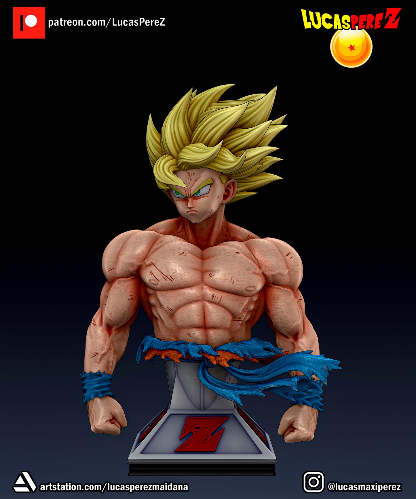 Goku Namek Bust 1:6 or 1:10 Scale | Dragon Ball Z Scale Model | Lucas Perez