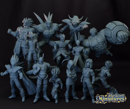 Hardcore Miniatures November 2022 Release: Ace, Android 17, Android 18, Beerus, Broly, Cell, Divine Gohan, Frieza, Gohan Cell, King Vegeta, Luffy, Midoriya, Syn Shenron