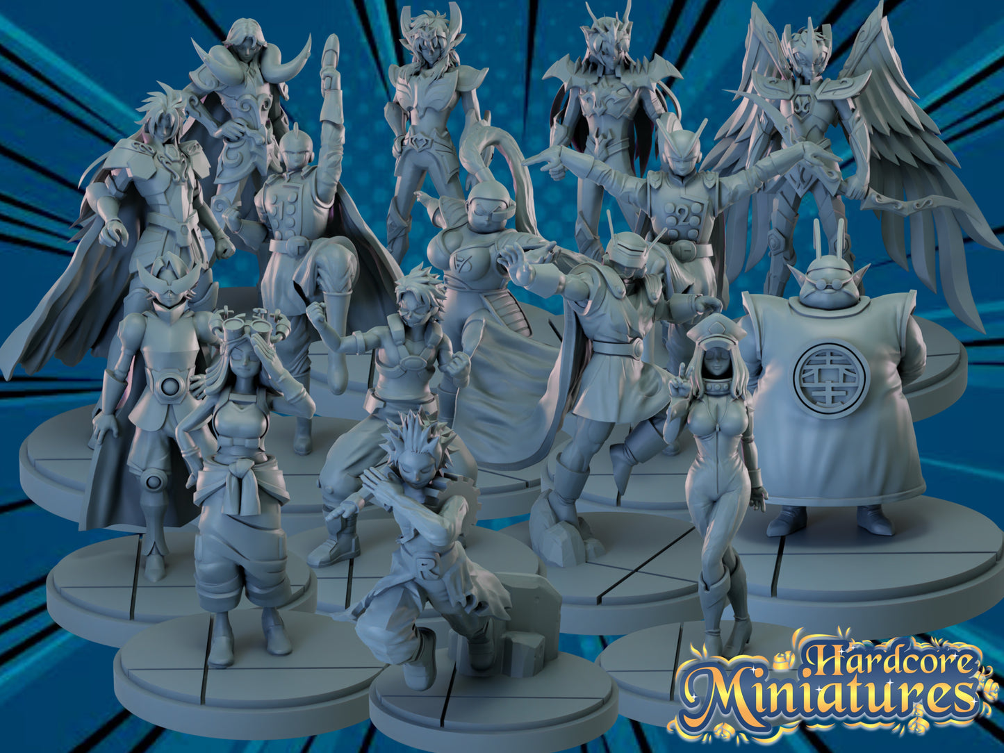 Hardcore Miniatures March 2023 Release: Aries Mū, Bonyu, Yuga Aoyama, Cygnus Hyoga, Dragon Shiryū, Gamma 1, Gamma 2, Gemini Saga, Camie Utsushimi, Mei Hatsume, North Kai, Real Steal, Red Riot, Sagittarius Aiolos, Saiyaman