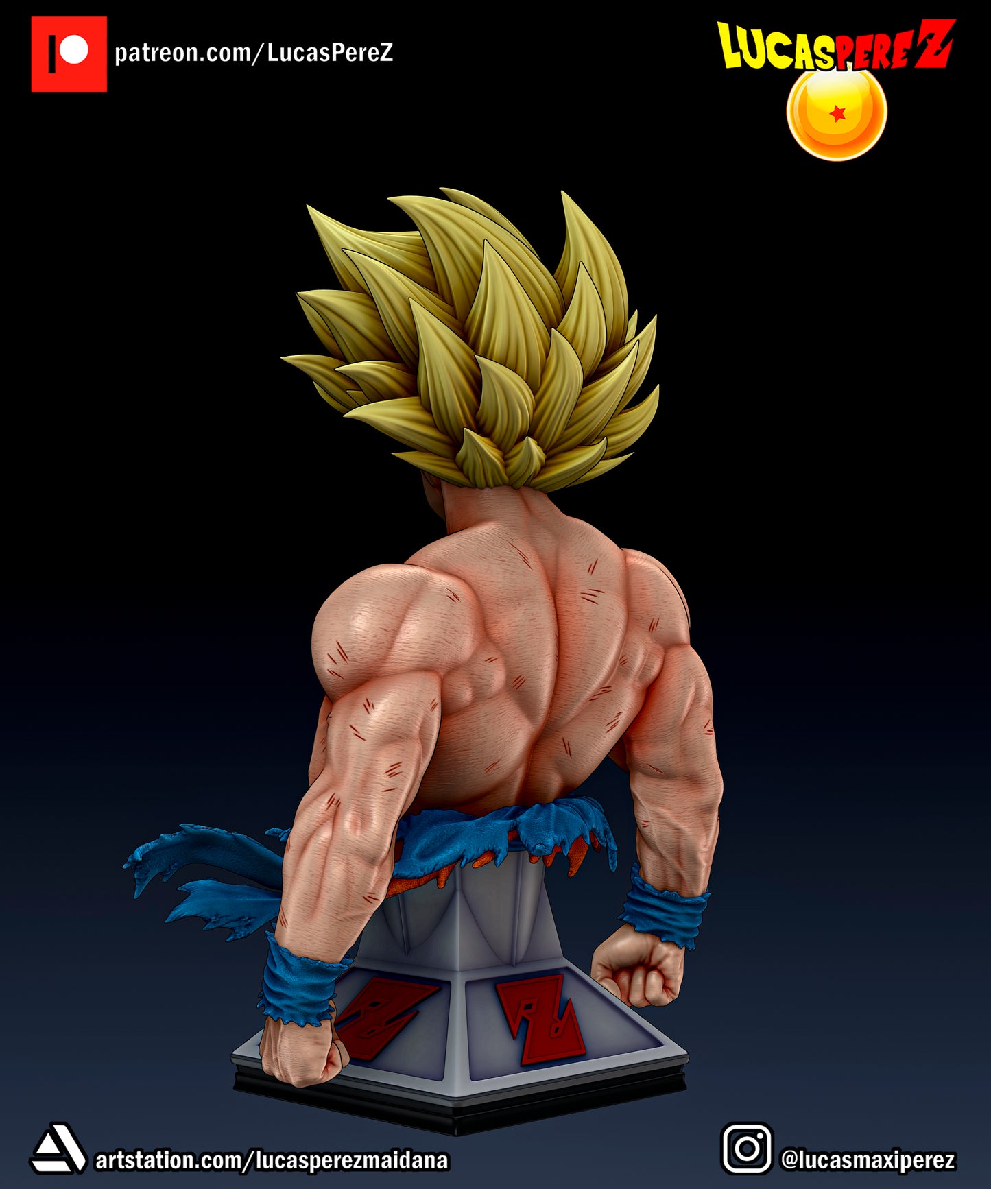 Goku Namek Bust 1:6 or 1:10 Scale | Dragon Ball Z Scale Model | Lucas Perez