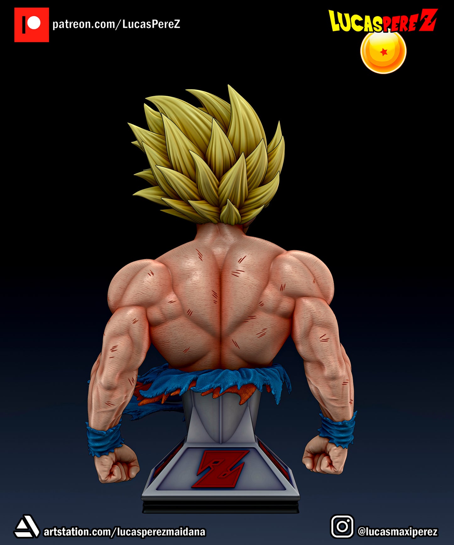 Goku Namek Bust 1:6 or 1:10 Scale | Dragon Ball Z Scale Model | Lucas Perez