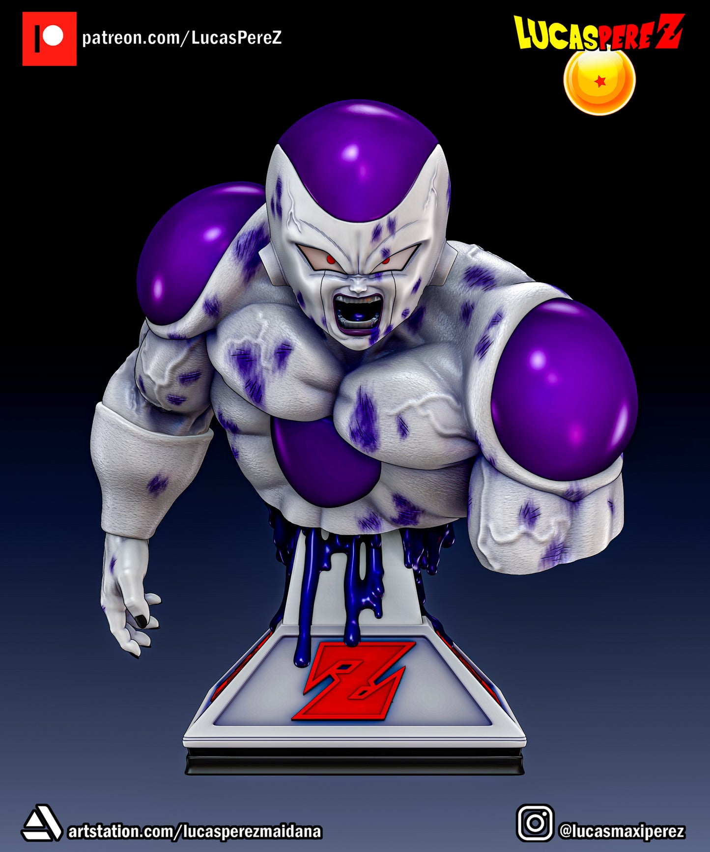 Frieza Namek Bust 1:6 or 1:10 Scale | Dragon Ball Z Scale Model | Lucas Perez