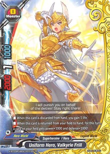 Uniform Hero, Valkyrie Frill | LVL Up! Heroes & Adventurers! | R | Normal | #X-BT03A-UB02/0031EN