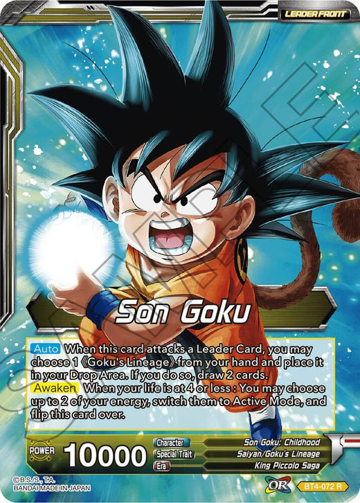Son Goku // Legacy Bearer Son Goku BT4-072 Rare