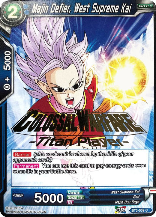 Majin Defier, West Supreme Kai (Titan Player Stamped) BT3-039 Promo