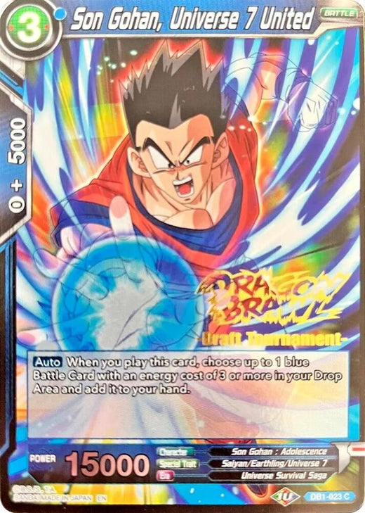 Son Gohan, Universe 7 United (Dragon Brawl Draft Tournament Gold Stamped) DB1-023 Common