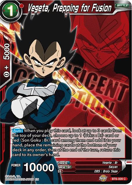 Vegeta, Prepping for Fusion BT6-009 Common