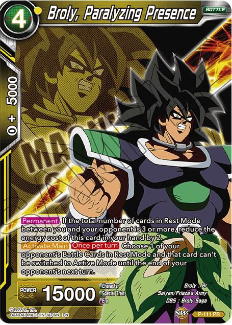 Broly, Paralyzing Presence P-111 Promo