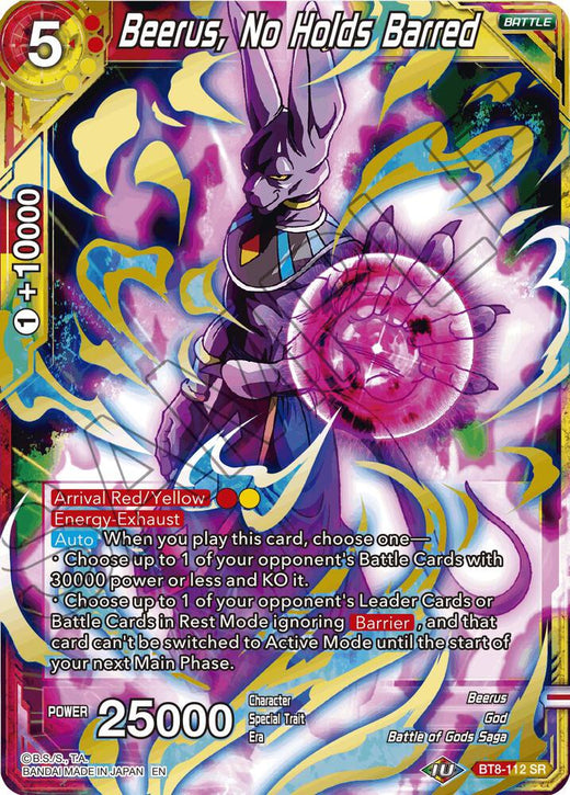 Beerus, No Holds Barred BT8-112 Super Rare