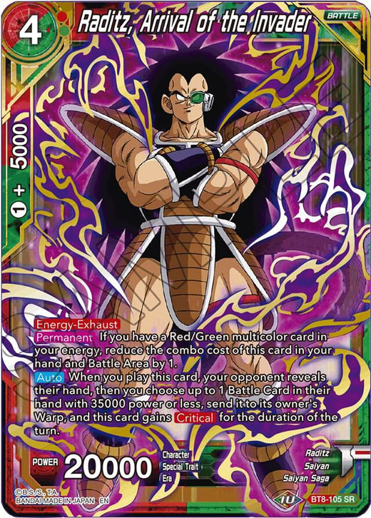 Raditz, Arrival of the Invader BT8-105 Super Rare