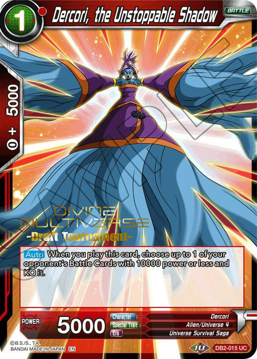 Dercori, the Unstoppable Shadow (Divine Multiverse Draft Tournament) DB2-015 Uncommon