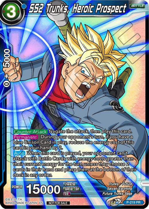 SS2 Trunks, Heroic Prospect (Alternate Art) P-219 Promo