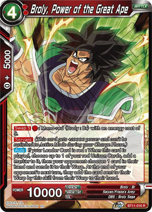 Broly, Power of the Great Ape BT11-016 Rare