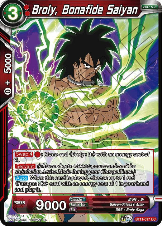 Broly, Bonafide Saiyan BT11-017 Uncommon