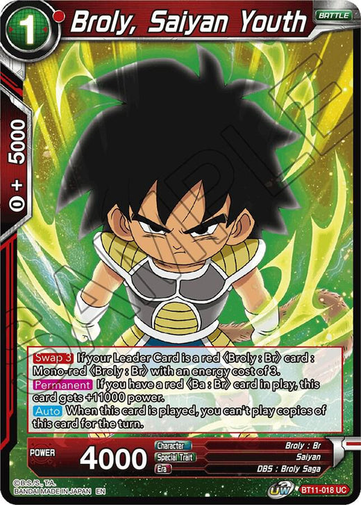 Broly, Saiyan Youth BT11-018 Uncommon