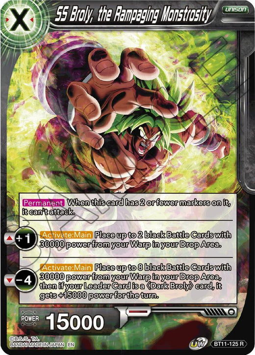 SS Broly, the Rampaging Monstrosity BT11-125 Rare
