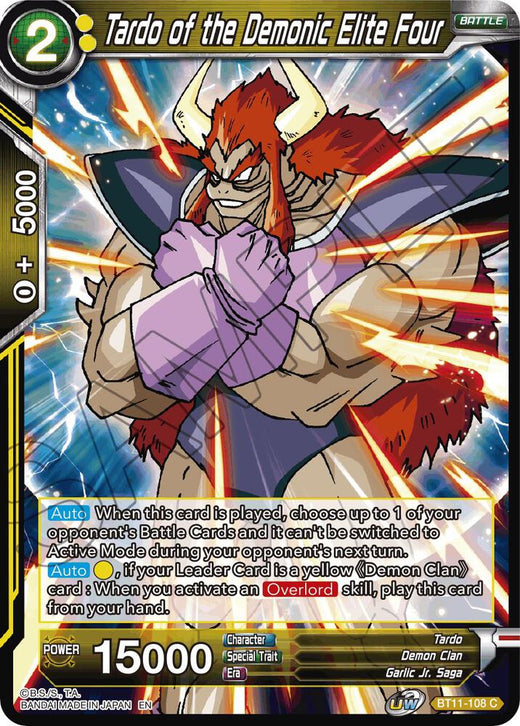 Tardo of the Demonic Elite Four BT11-108 Common