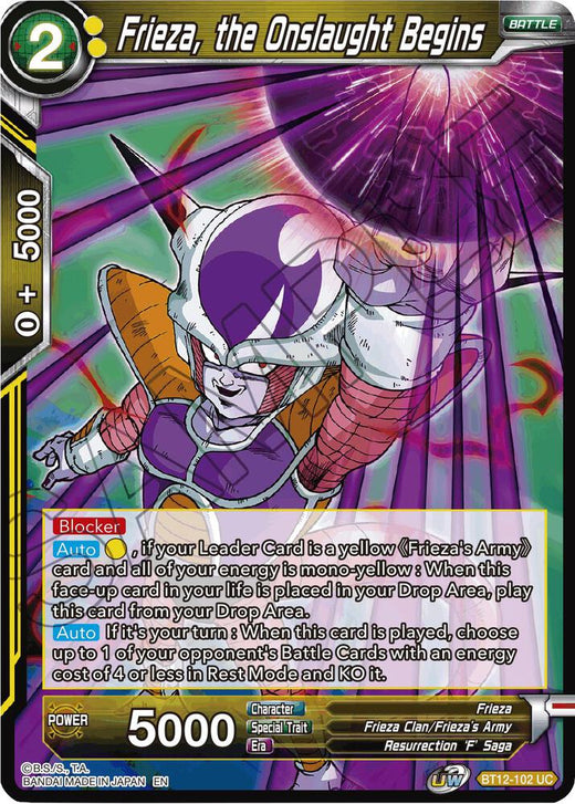 Frieza, the Onslaught Begins BT12-102 Uncommon