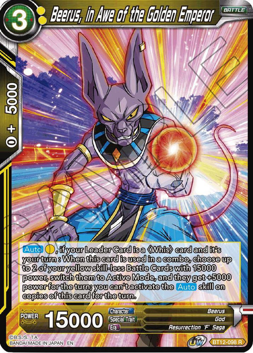 Beerus, in Awe of the Golden Emperor BT12-098 Rare
