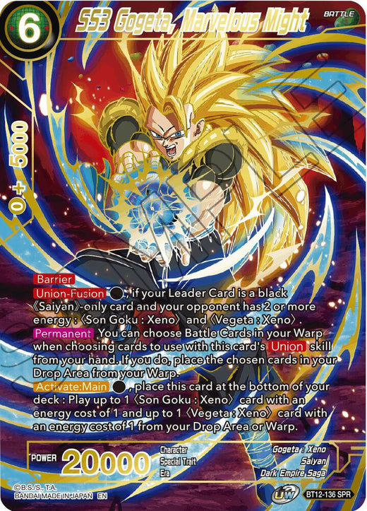 SS3 Gogeta, Marvelous Might (SPR) BT12-136 Special Rare