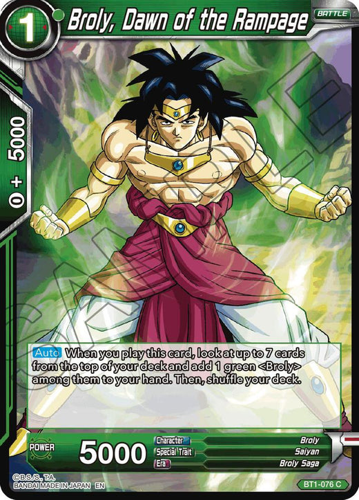 Broly, Dawn of the Rampage (Reprint) BT1-076 Common