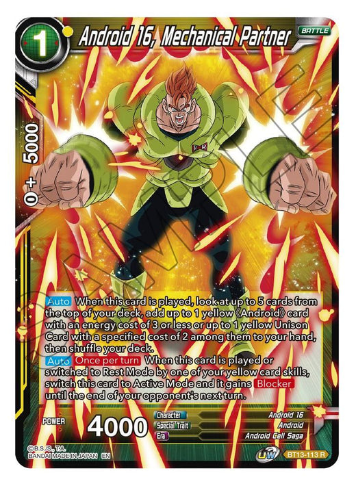 Android 16, Mechanical Partner BT13-113 Rare
