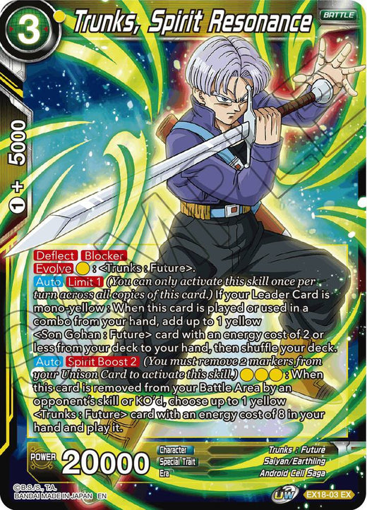 Trunks, Spirit Resonance EX18-03 Expansion Rare