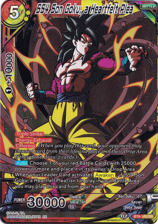 SS4 Son Goku, a Heartfelt Plea BT8-110 Super Rare