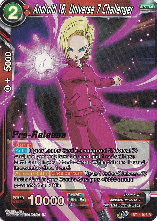 Android 18, Universe 7 Challenger BT14-013 Rare
